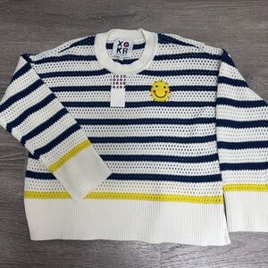 Rosenthal Blue and White Crewneck Sweater Nautical Stripes